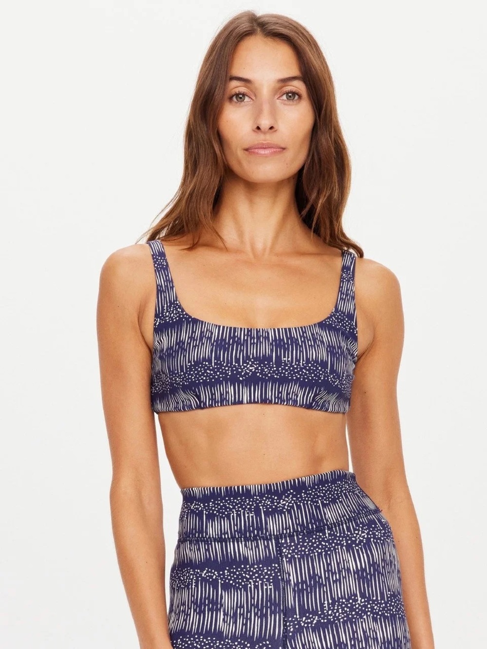 THE UPSIDE Jacquard Print Women's Navy Patterned Support Sports Bra